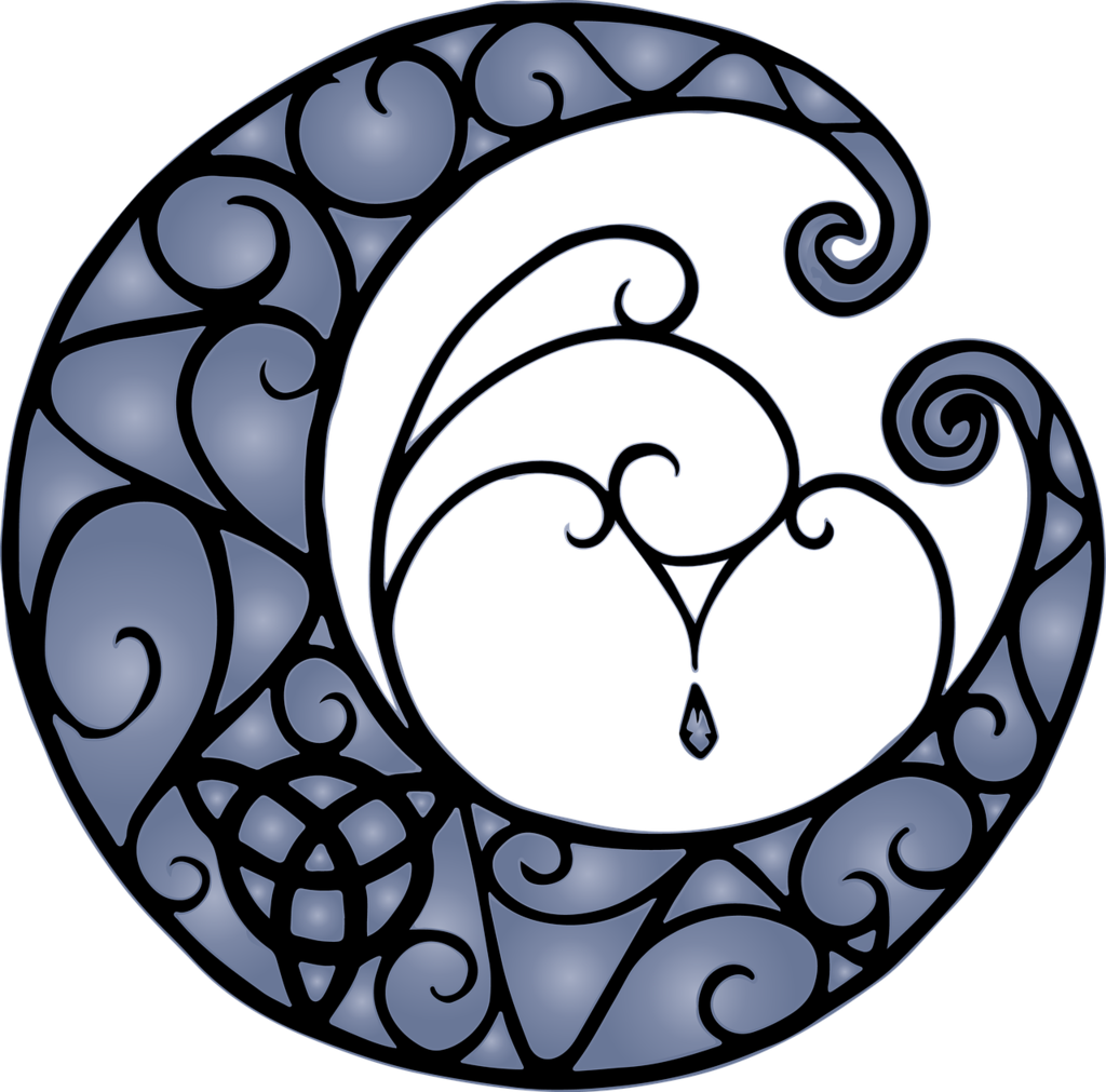 A moon and triquetra, a symbol of nature-based and pagan spirituality